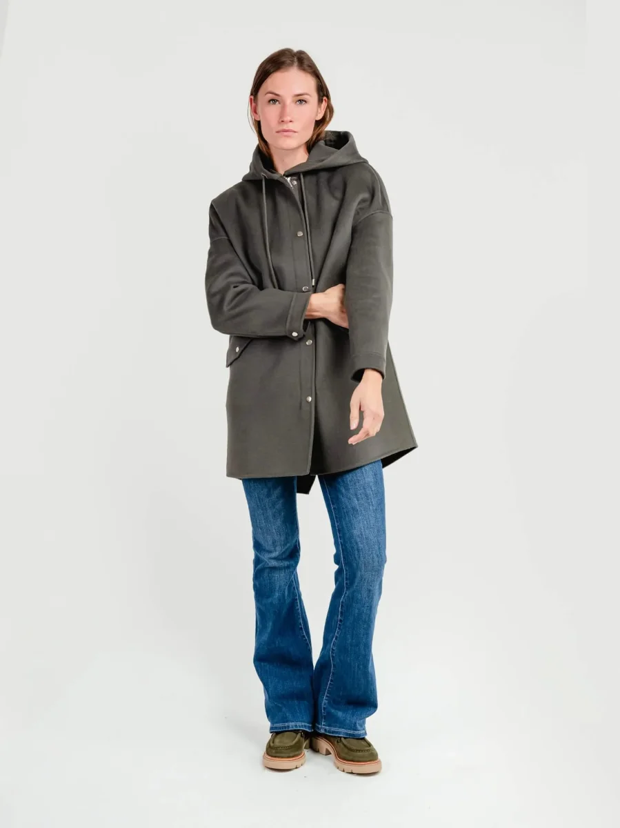 CAPPOTTO PARKA MICHELLE IN LANA VERDE - immagine 3