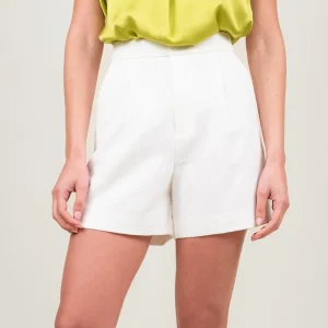 SHORTS MIDI BIANCHI A VITA ALTA CON TASCHE