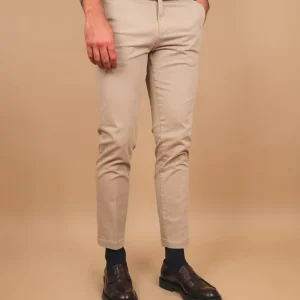 PANTALONE TASCA A FILO IN COTONE LISCIO BEIGE