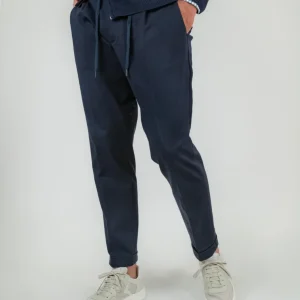 PANTALONE IN JERSEY BLU CON COULISSE