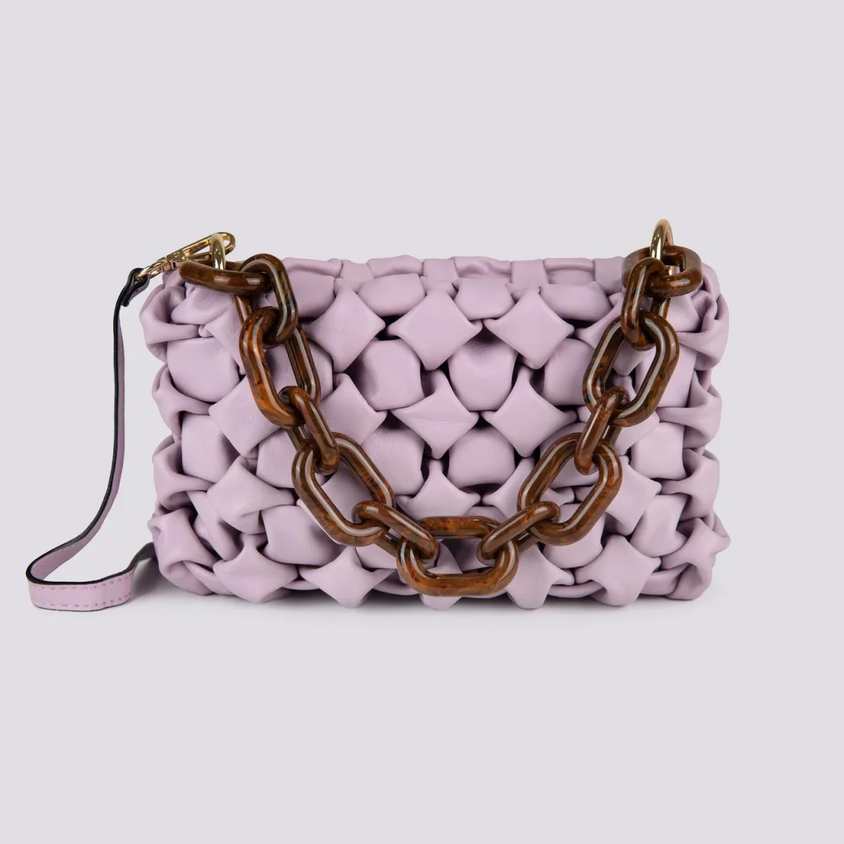 Borsa Curly In Pelle Intrecciata lilla - immagine 4