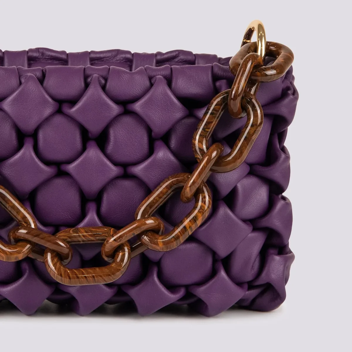 BORSA "CURLY " IN PELLE INTRECCIATA VIOLA - immagine 4