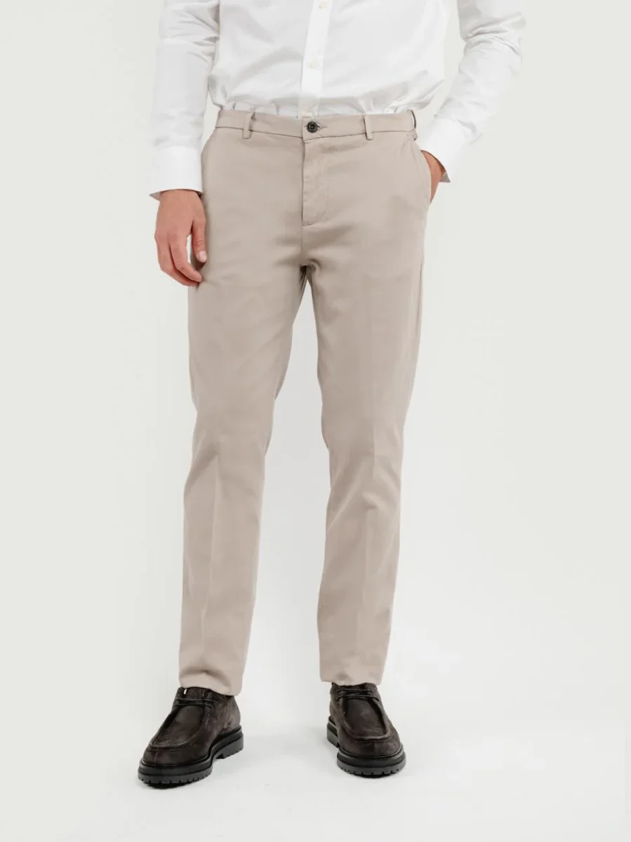 PANTALONE STRIKER IN COTONE CON MICROTRAMA BEIGE