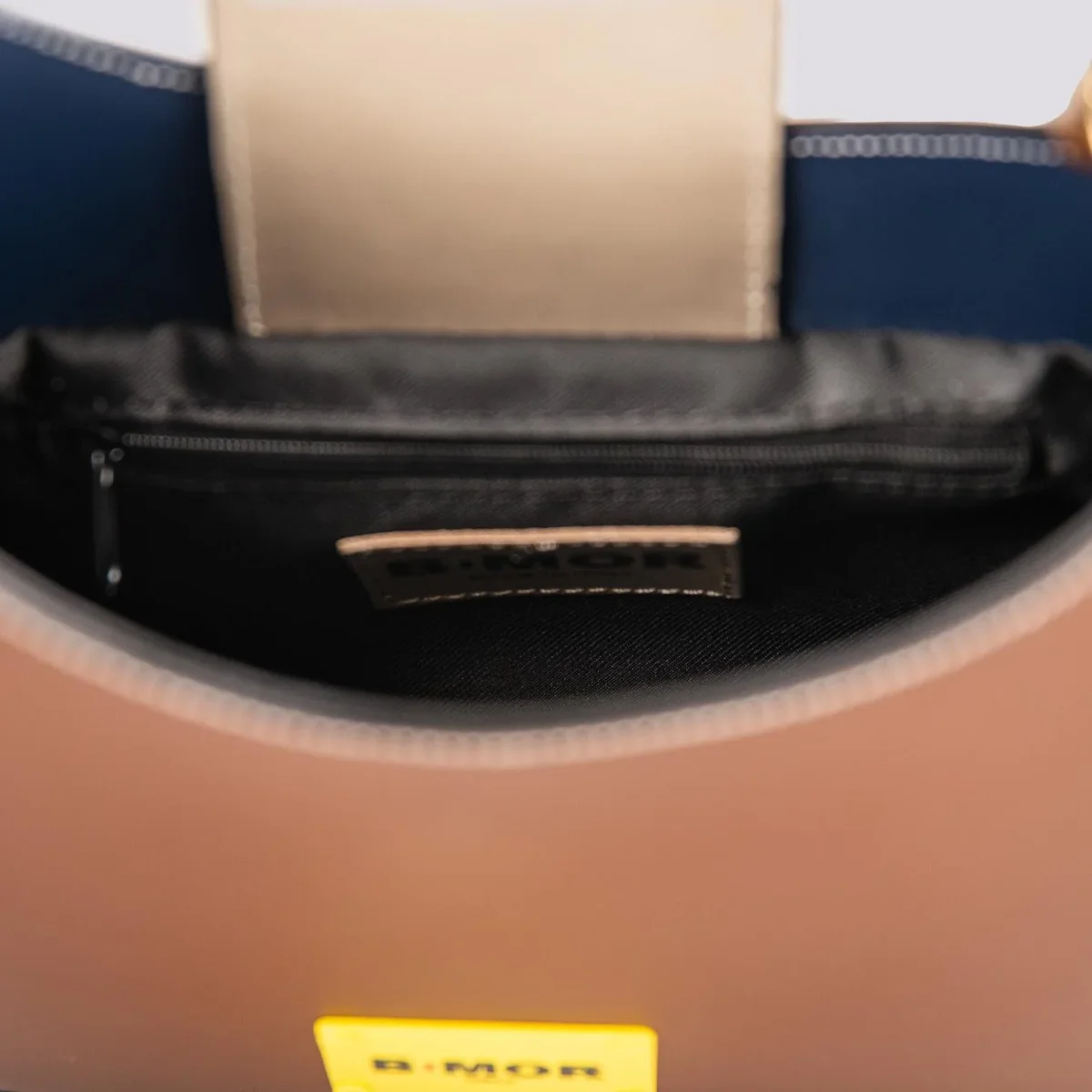 BORSA "MINI CURVY" BICOLORE MARRONE E BLU - immagine 6