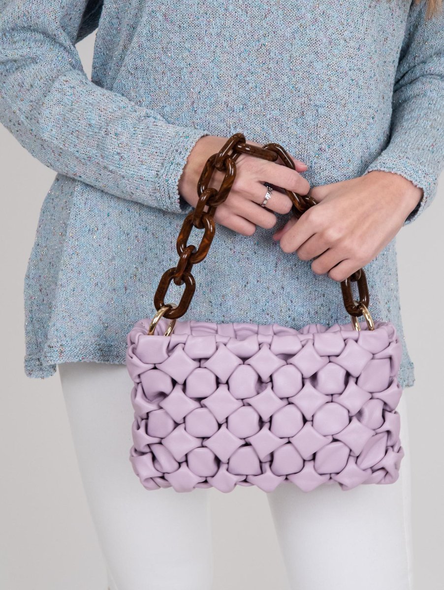 Borsa Curly In Pelle Intrecciata lilla - immagine 6