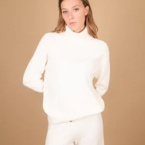 DOLCEVITA IN MAGLIA PANNA CON MAXI COLLO