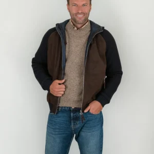 GIACCA DORIS KNIT IN CAMOSCIO MARRONE