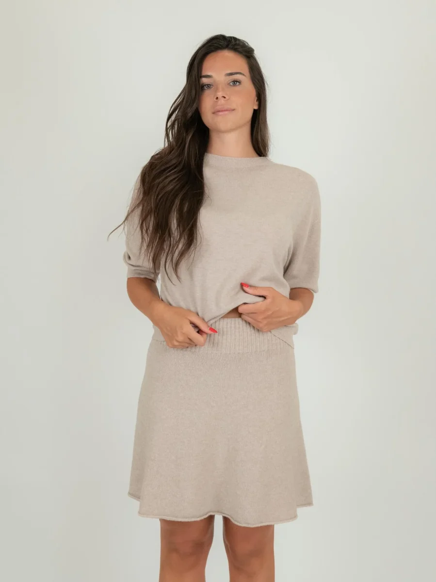 MAGLIA CON MANICHE A 3/4 BEIGE