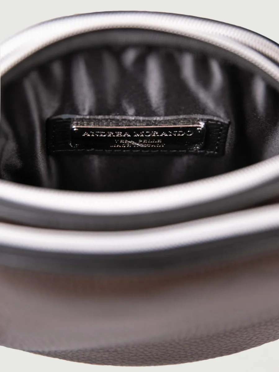 BORSA A TRACOLLA TRIS IN PELLE MORO - immagine 5