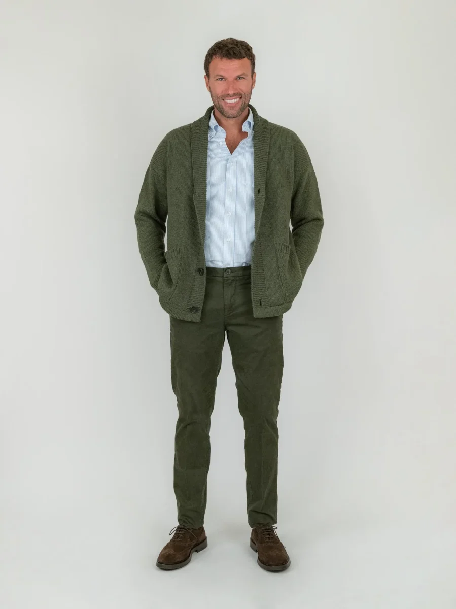 PANTALONE VERDE CON TASCHE A FILO - immagine 3