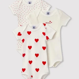 CONFEZIONE DA 3 BODY BEBÈ IN COTONE MOTIVO CUORE