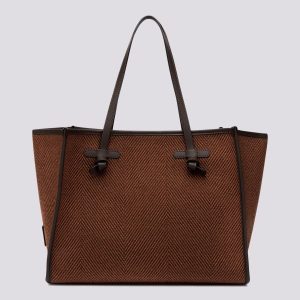 Shopping Marcella in tessuto spiga ginger cioccolato