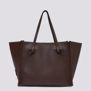 Shopping Marcella in pelle martellata testa di moro