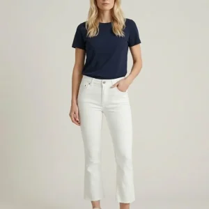 Pantalone a trombetta sfrangiato in cotone bianco