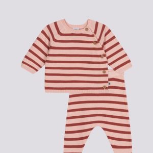 COMPLETO 2 PEZZI BEBÈ IN MAGLIA DI COTONE A RIGHE