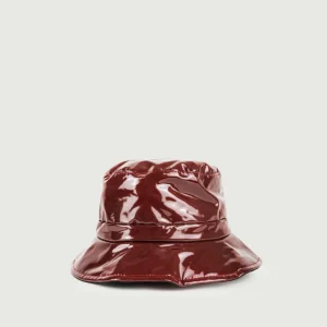 CAPPELLO BUKET DA PIOGGIA IN VERNICE BORDEAUX