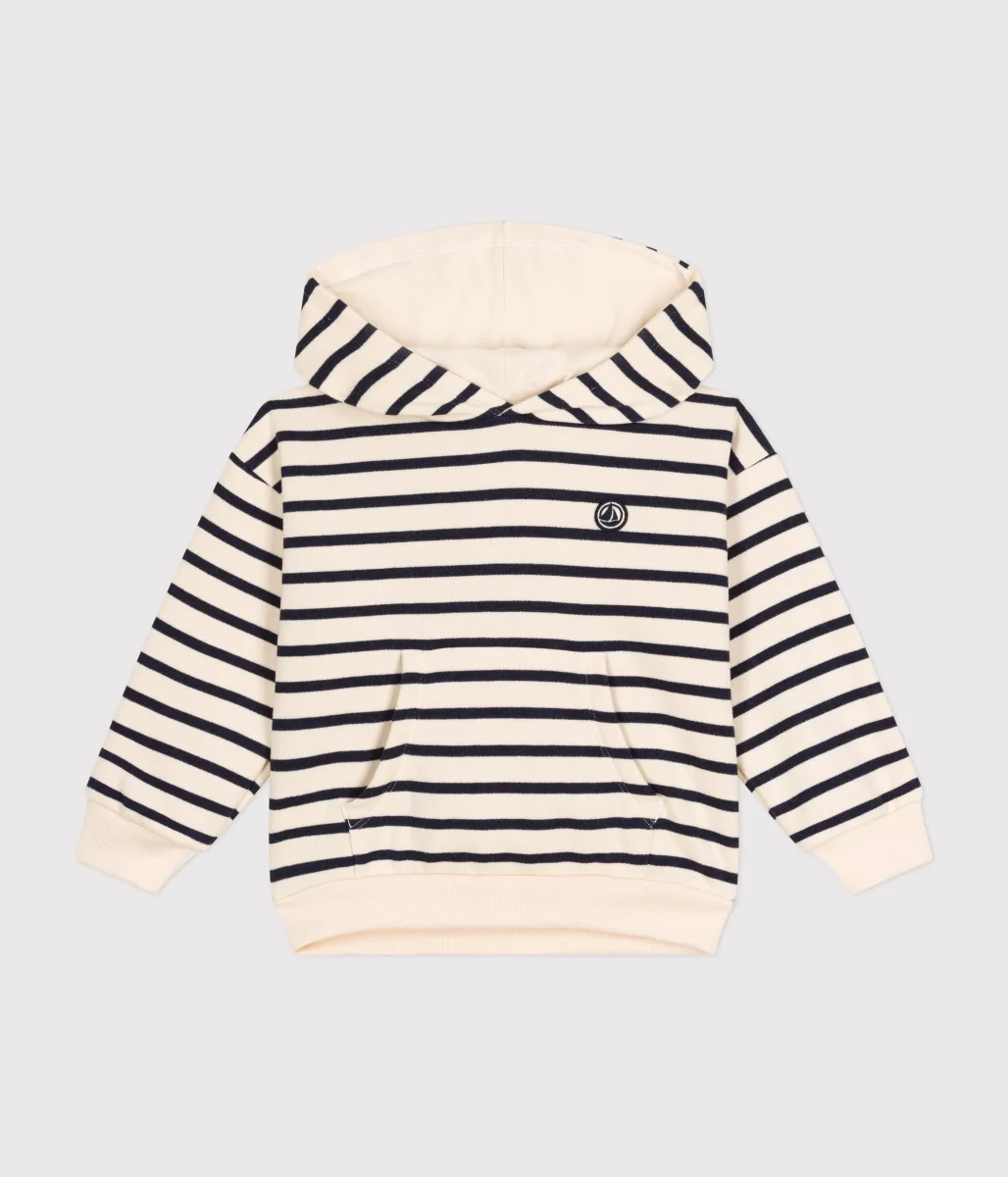 Felpa marinière con cappuccio in tessuto felpato