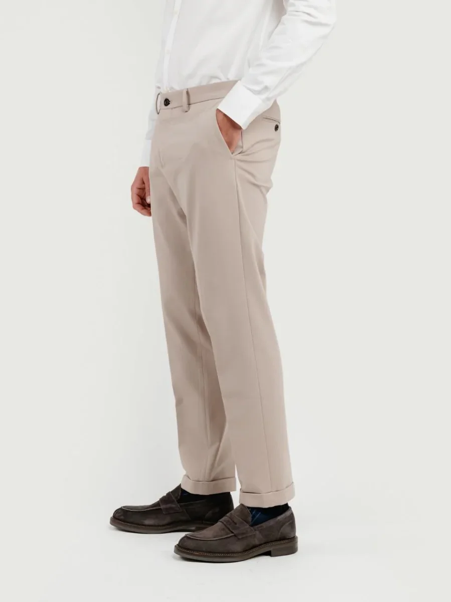 PANTALONE CLASSICO IN JERSEY BEIGE - immagine 3
