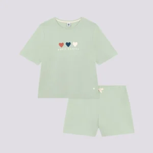 PIGIAMA SHORT E T-SHIRT IN COTONE A TINTA UNITA DONNA