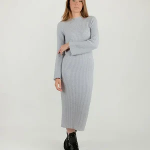 ABITO MIDI IN MAGLIA GRIGIO PERLA