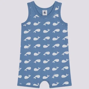 TUTINA CORTA BEBÈ IN COTONE CON STAMPA BALENA