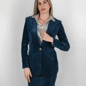 BLAZER VELLUTO BLU A COSTE