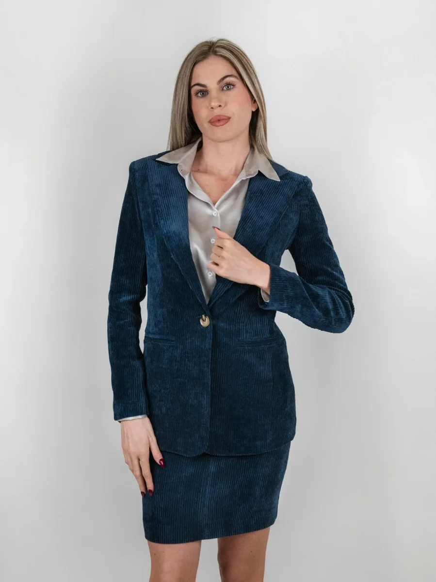 BLAZER VELLUTO BLU A COSTE