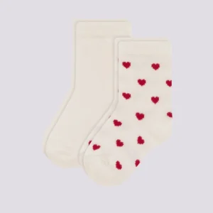 CONFEZIONE DA 2 PAIA DI CALZINI BEBÈ IN JERSEY DI COTONE A CUORI