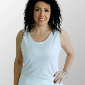 Canotta spalla larga piquet Manuela in Cotone Seta con ricamo