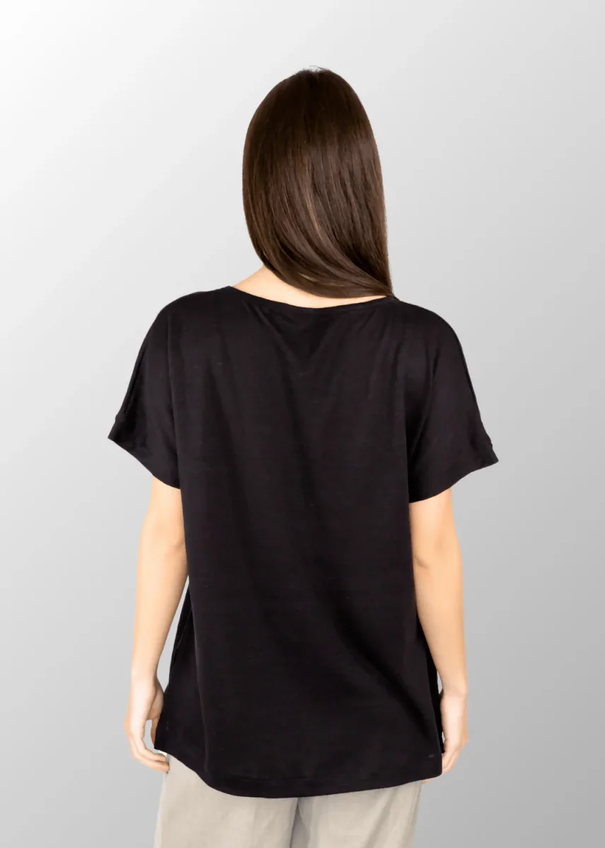 Maglia manica corta Giusy con spacchi laterali in Puro Lino - immagine 3