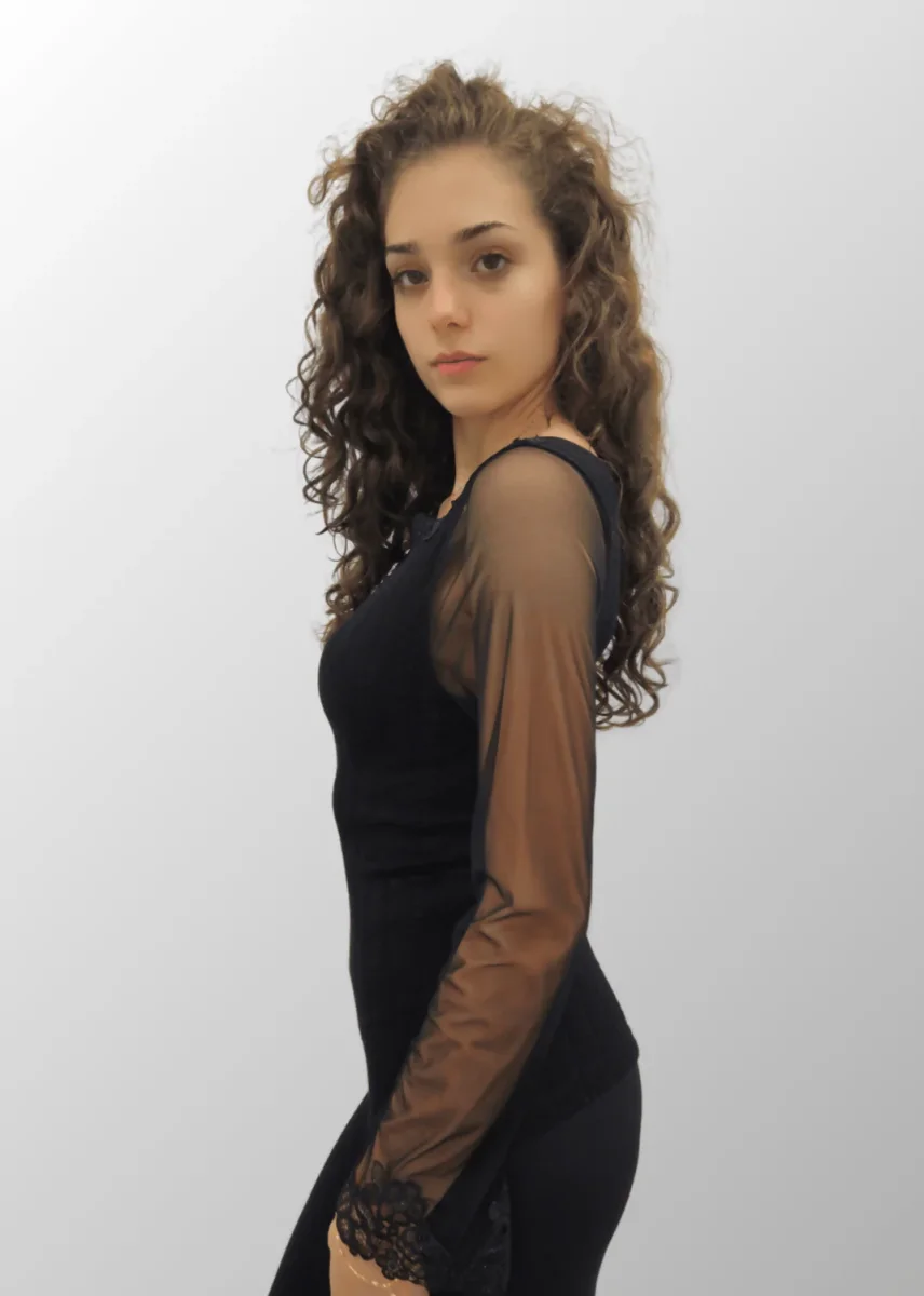 Maglia jacquard con tulle e macramé Roberta in Lana Seta - immagine 7