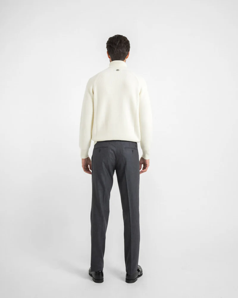 Maglione dolcevita costa inglese spalla raglan - Panna - immagine 5