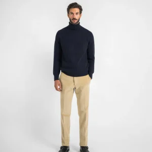 Maglione dolcevita costa inglese spalla raglan - Blu Zero