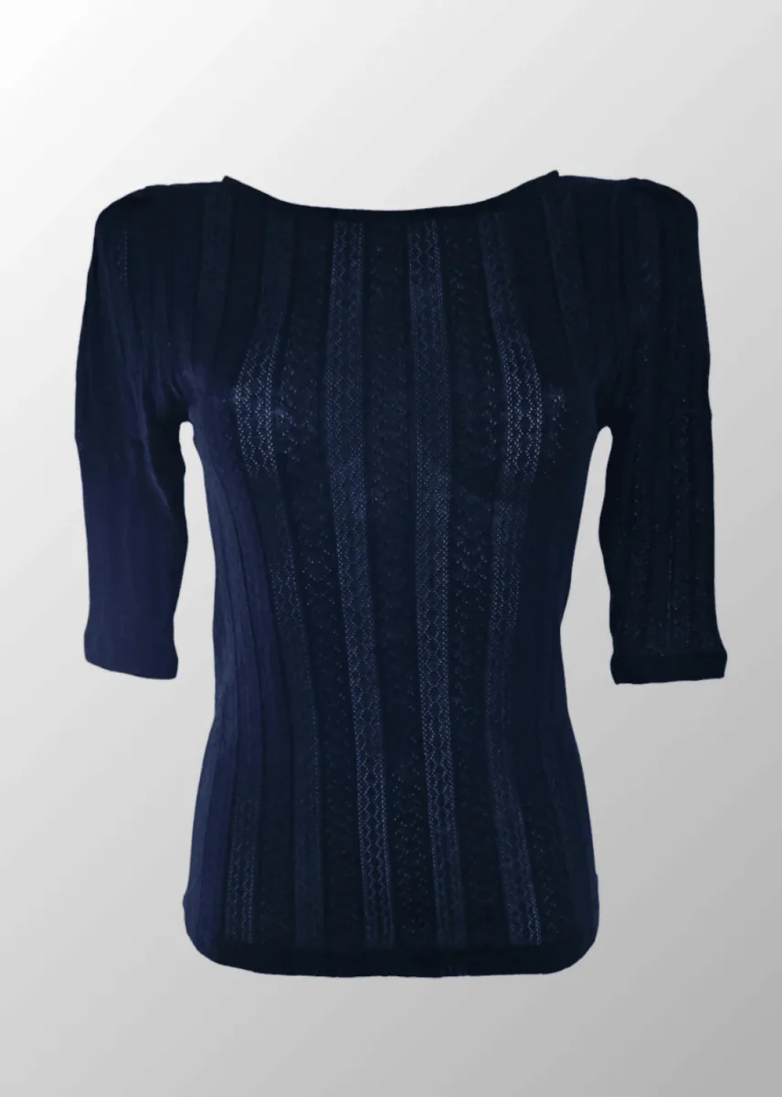Maglia jacquard manica 3/4 Afrodite in Cotone Seta - immagine 5