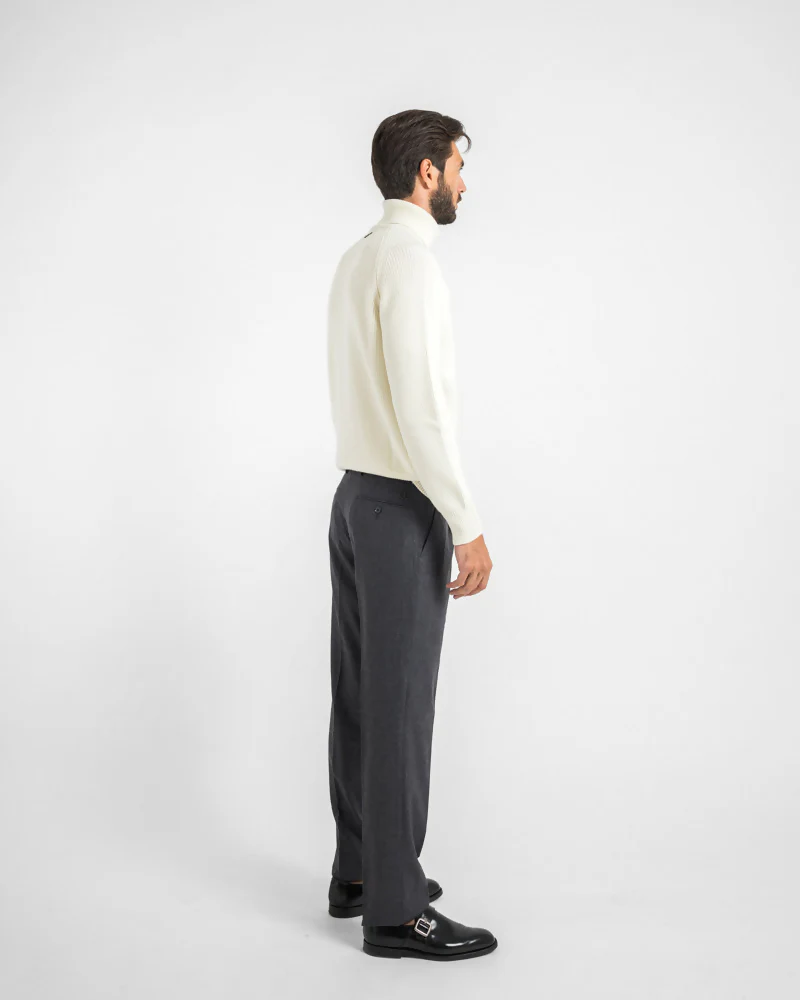 Maglione dolcevita costa inglese spalla raglan - Panna - immagine 4