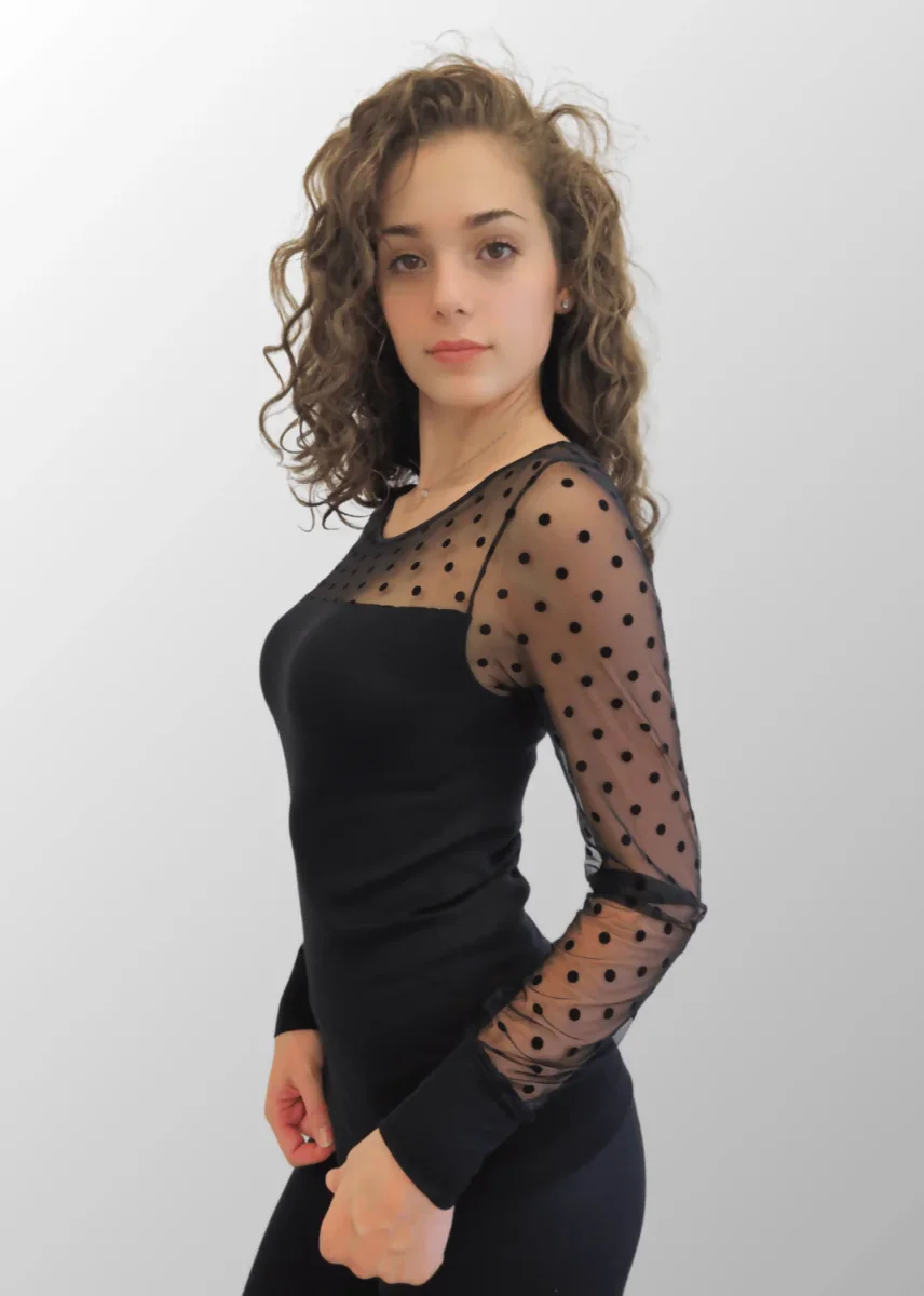 Maglia con maniche in tulle a pois Morgana in Lana Seta - immagine 7