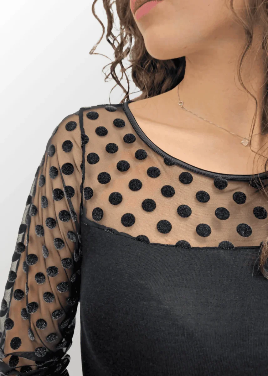 Maglia con maniche in tulle a pois Morgana in Lana Seta - immagine 3