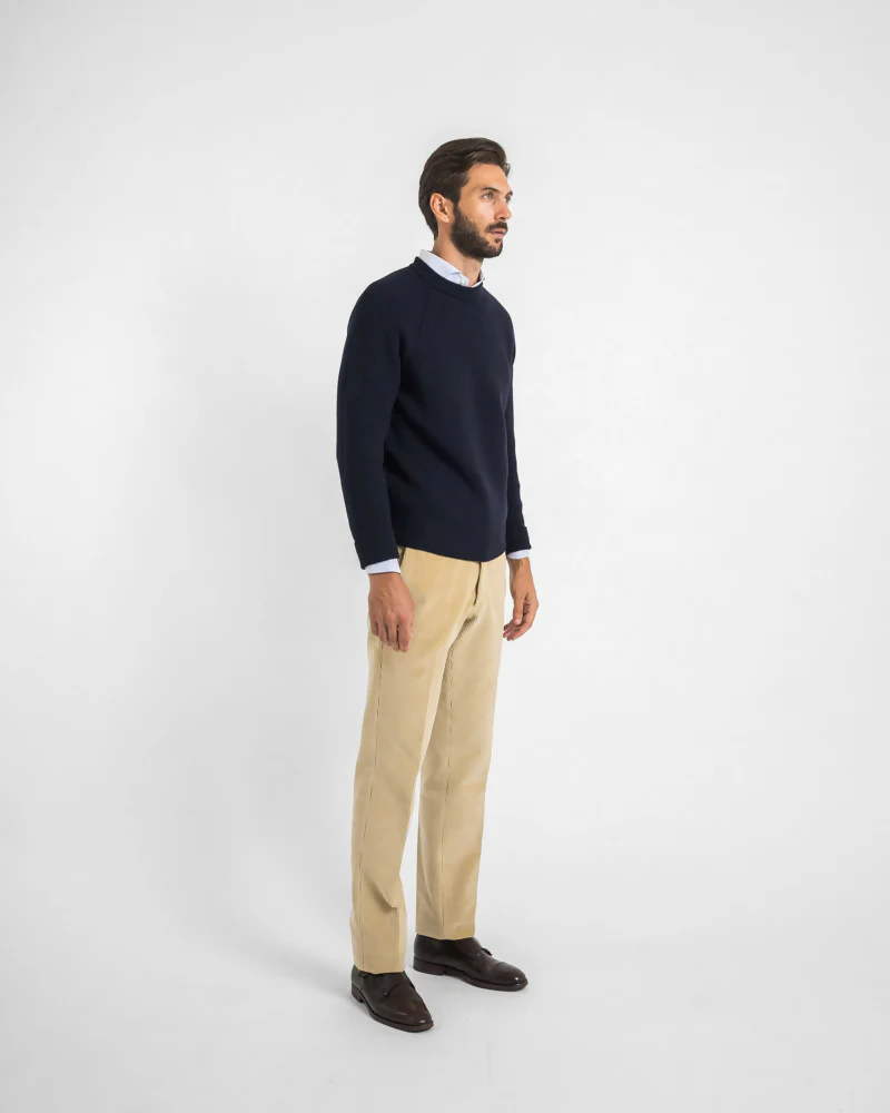 Maglione girocollo costa inglese spalla raglan - Blu Zero - immagine 3