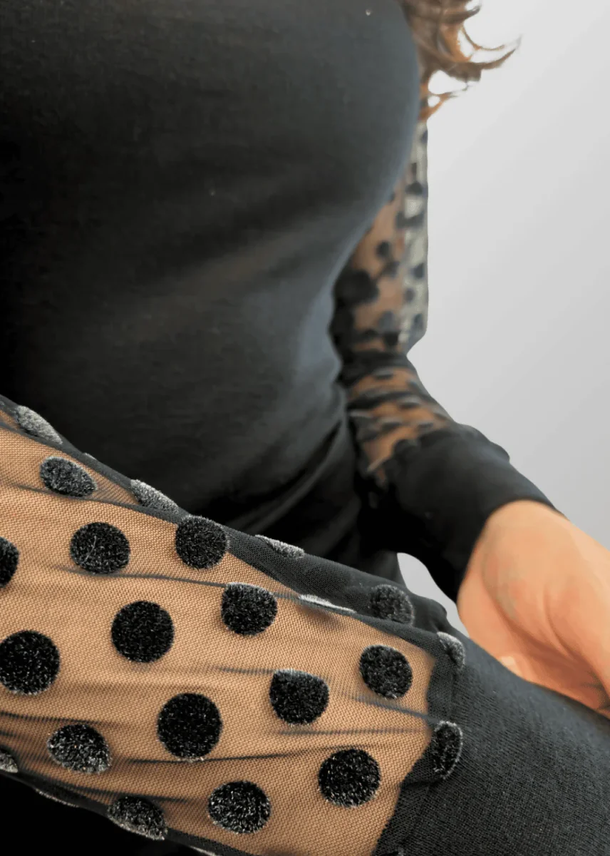 Maglia con maniche in tulle a pois Morgana in Lana Seta - immagine 4