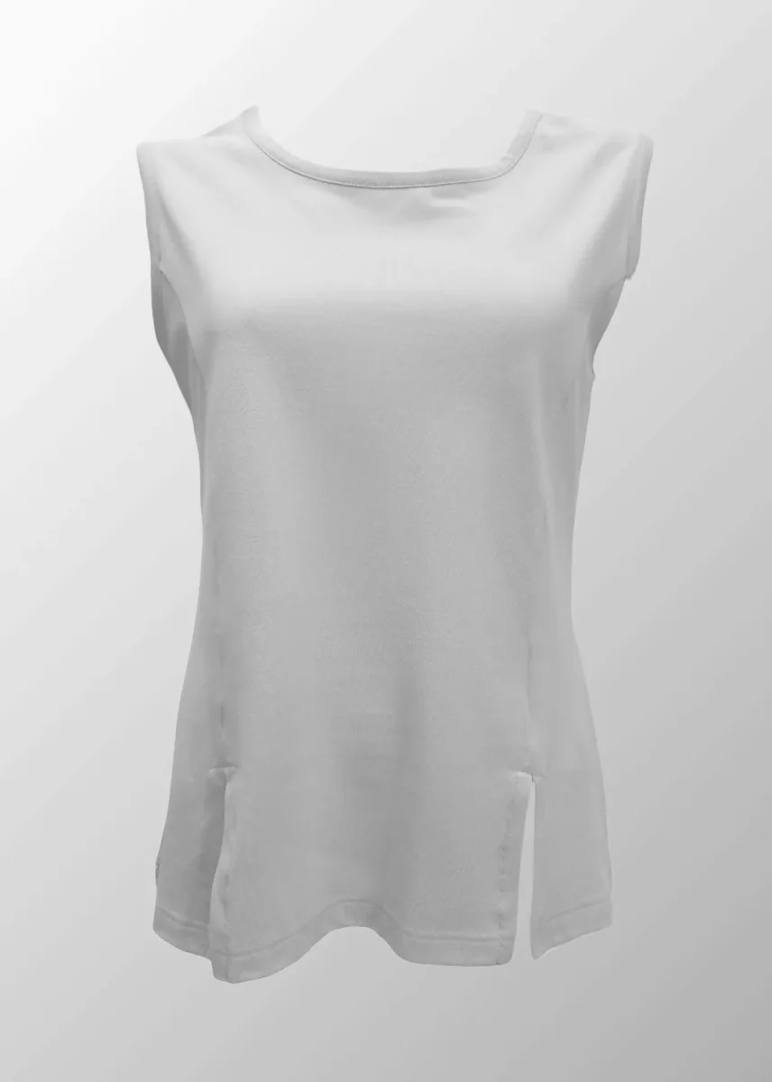 Top smanicato piquet Monica in Cotone Seta con spacchi - immagine 6